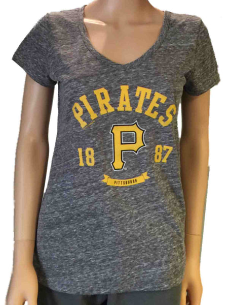 Soft As A Grape Gray Pittsburgh Pirates Plus Size V-neck Jersey T