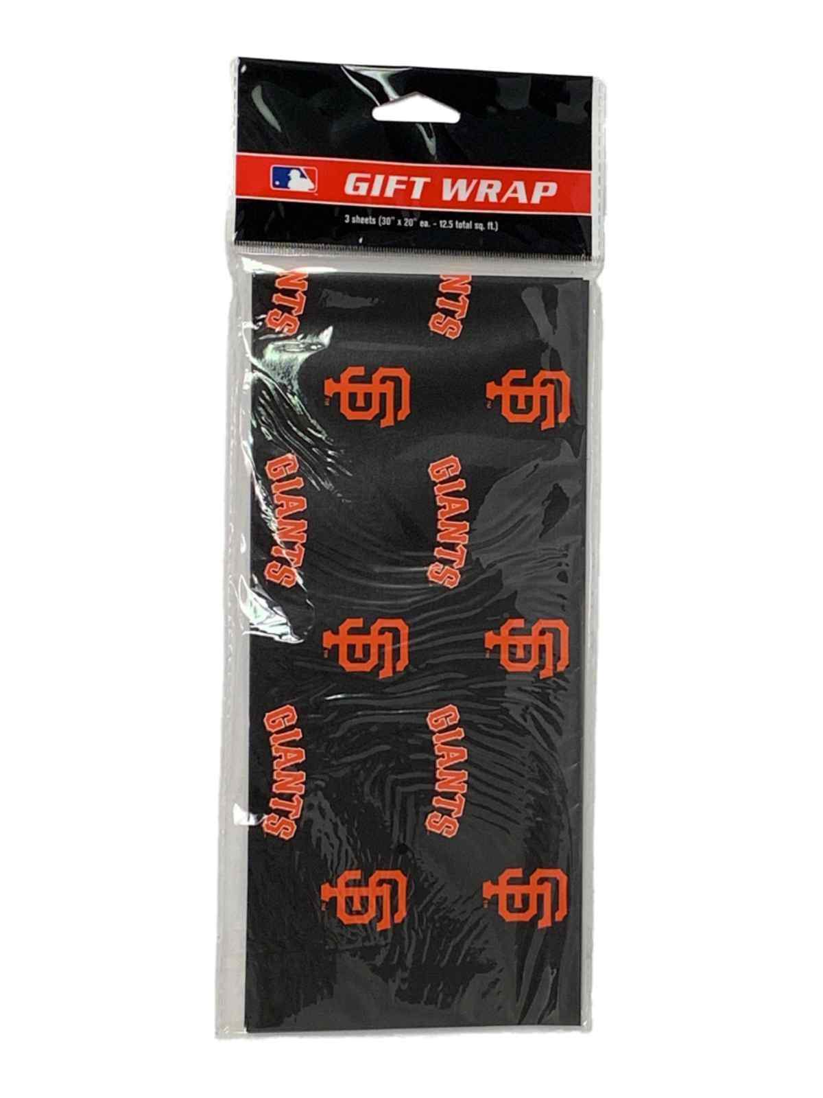 SAN FRANCISCO GIANTS MLB GIFT WRAP WRAPPING PAPER 3 SHEETS (30 X 20)