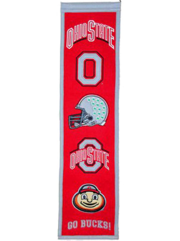 Shop Ohio State Buckeyes Winning Streak Mascots Red Wool Heritage Banner (8"x32") - Sporting Up