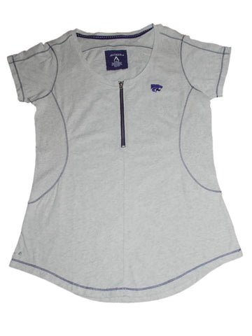 Shop Kansas State Wildcats Antigua Women Gray Short Sleeve Quarter-Zip T-Shirt (M) - Sporting Up