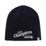 Seattle Seahawks 47 Brand Super Bowl XLVIII Champions Navy Winter Cap Hat Beanie - Sporting Up