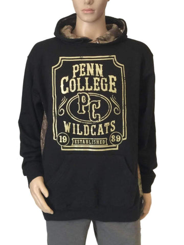 Penn College Wildcats Black & Camo Long Sleeve Pullover Hoodie Sweatshirt (L) - Sporting Up