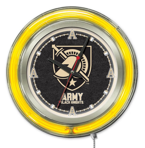 Army Black Knights HBS Neon Yellow College Battery Powered Wall Clock (15") - Sporting Up