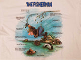 Colosseum White "Hooked on Fishing" Funny Back Graphic SS Crew Neck T-Shirt (L) - Sporting Up