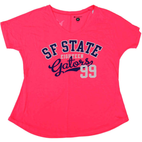 San Francisco State Gators Champion Women Pink Short Sleeve V-Neck T-Shirt (M) - Sporting Up