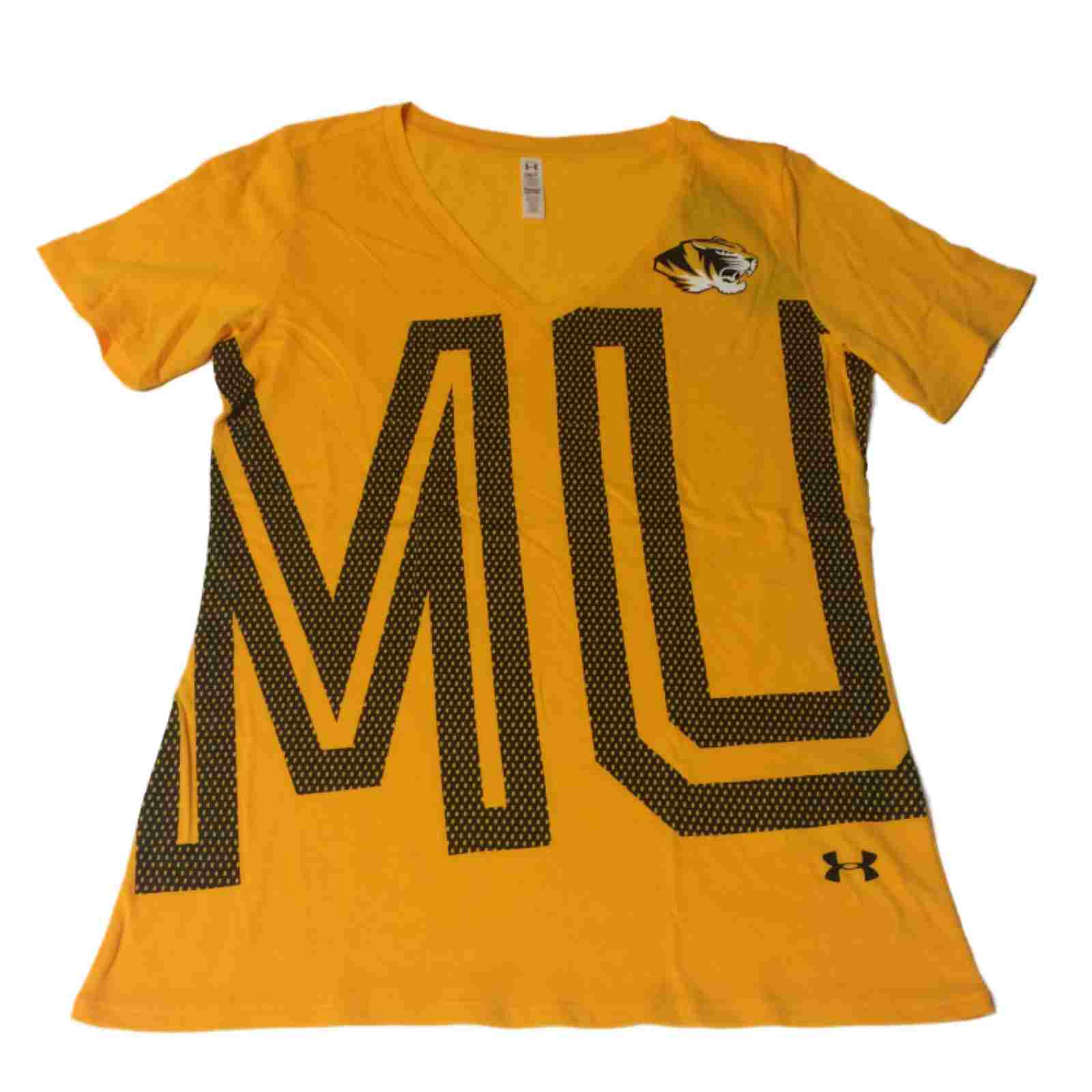 Missouri Tigers Under Armour Heatgear WOMEN Yellow SS V-Neck T