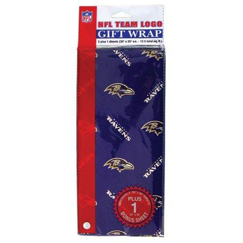 Shop Baltimore Ravens NFL Team Logo Gift Wrapping Paper 3 Sheets (30" X 20") - Sporting Up