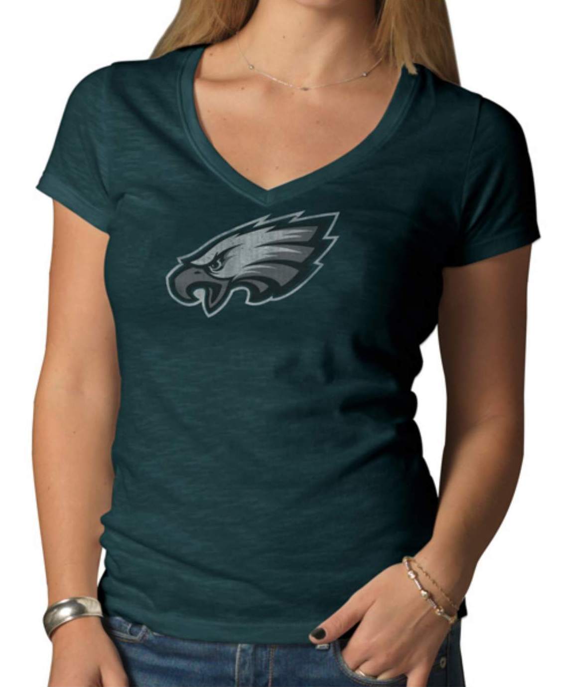 Philadelphia Eagles Women's Short Sleeve V neck T Shirt