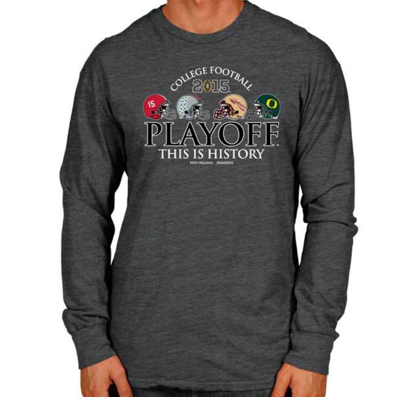 2015 College Football Playoffs Gray 4 Team This is History Long Sleeve T- Shirt