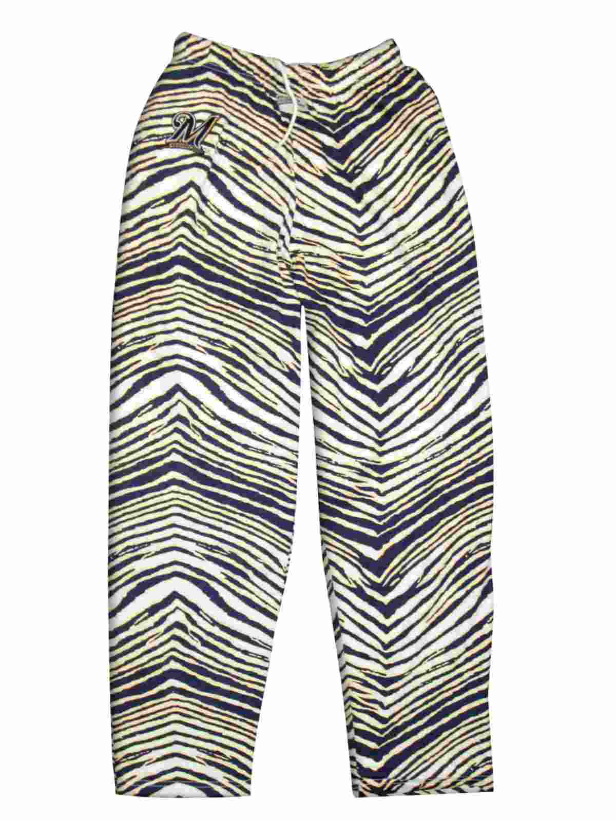 Zubaz Chicago Bears Navy Blue/Orange Zebra Pant, Extra Small