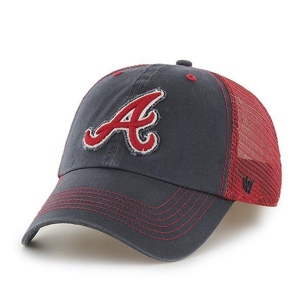 Atlanta Braves 47 Brand Navy Red Taylor Mesh Closer Flexfit Slouch Hat Cap