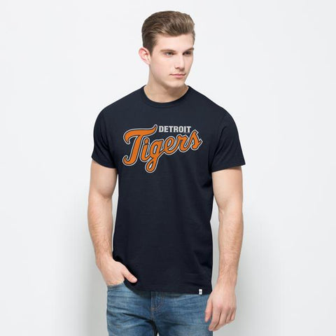 Detroit Tigers 47 Brand Fall Navy Flanker MVP Cursive Tigers Cotton T-Shirt