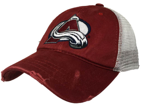 Colorado Avalanche Retro Brand Red Worn Mesh Vintage Adj Snapback Hat Cap