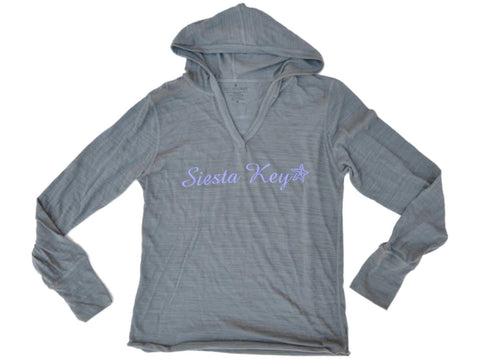 Shop Siesta Key, Florida SAAG Women Gray Tri-Blend Long Sleeve Hooded T-Shirt - Sporting Up