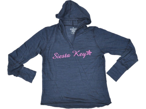 Siesta Key, Florida SAAG Women Navy Tri-Blend Long Sleeve Hooded T-Shirt - Sporting Up