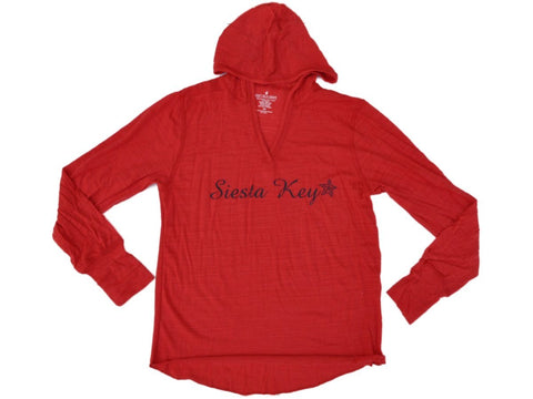 Siesta Key, Florida SAAG Women Red Tri-Blend Long Sleeve Hooded T-Shirt - Sporting Up