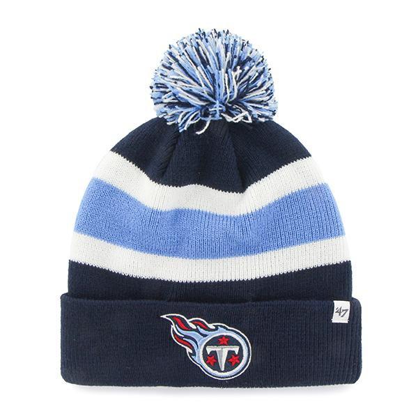 Tennessee Titans 47 Brand Tri-Tone Breakaway Cuffed Beanie Poofball Hat ...