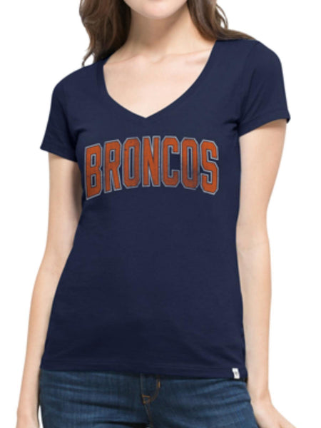 Denver Broncos 47 Brand Women Navy Mvp Flanker V Neck T Shirt Sporting Up 