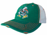 Miami Hurricanes Retro Brand Green Beige Stitched Worn Style Snapback Hat Cap - Sporting Up