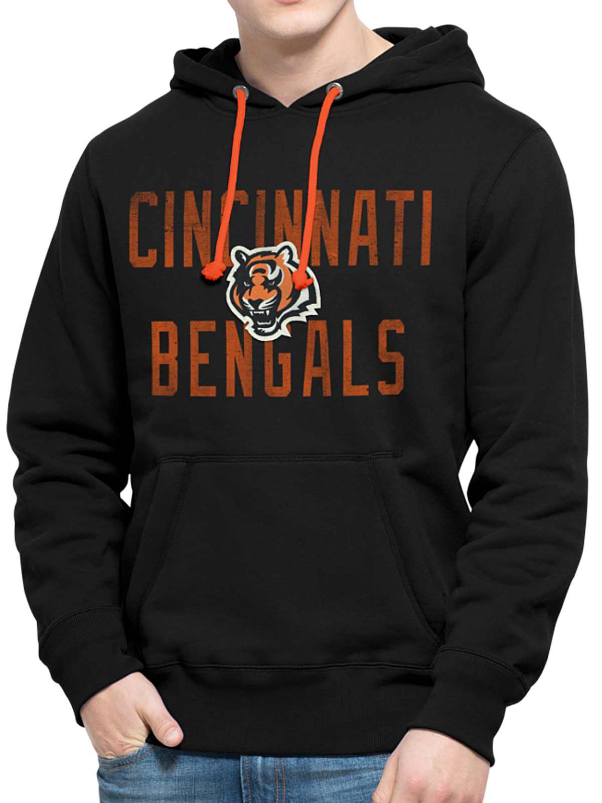 Cincinnati Bengals 47 Brand Black Cross-Check Pullover Hoodie