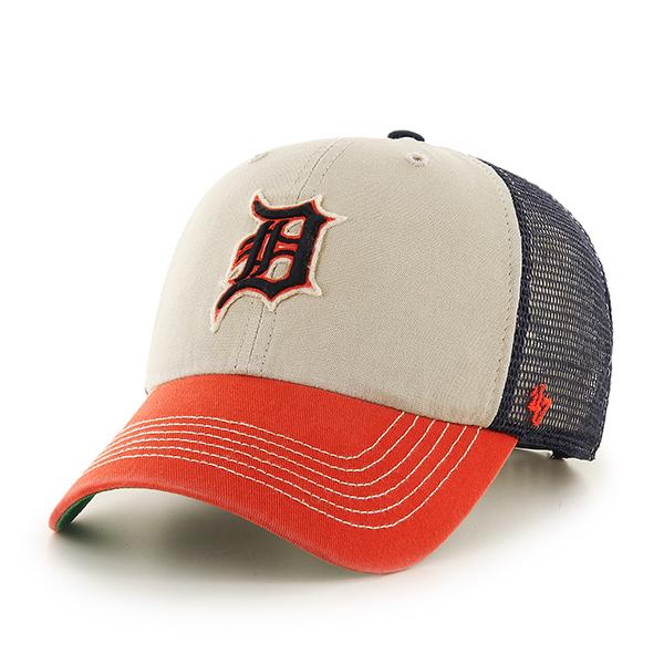 Detroit Tigers 47 Brand Beige Navy McNally Clean Up Mesh Adjustable Snap Hat  Cap