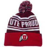 Utah Utes TOW Red "Ute Indian Tribe" Cuffed Knit Beanie Poofball Hat Cap - Sporting Up