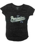 Pittsburgh Penguins NHL SAAG WOMEN Gray Burnout SS V-Neck T-Shirt - Sporting Up