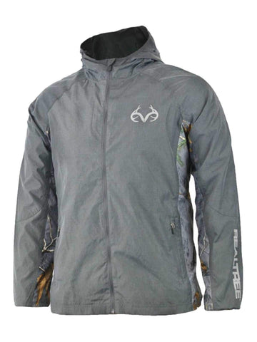 Realtree Active Camouflage & Gray "Fjord" Full Zip Up Hooded Windbreaker Jacket - Sporting Up