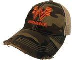 Whataburger Restaurant Retro Brand Camouflage Mesh Adj. Snapback Trucker Hat Cap - Sporting Up