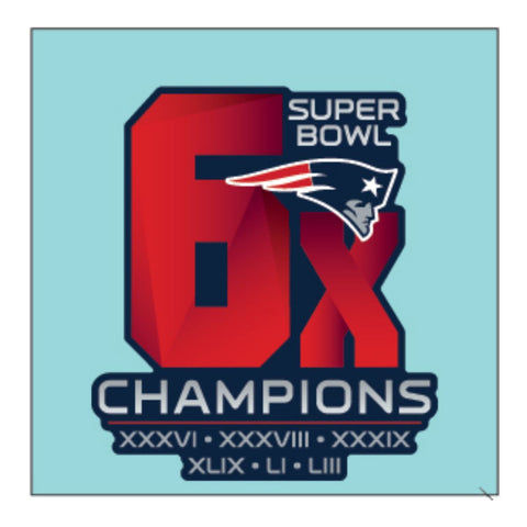 Shop New England Patriots 2019 Super Bowl LIII 6-Time Champions Perfect Cut Decal - Sporting Up