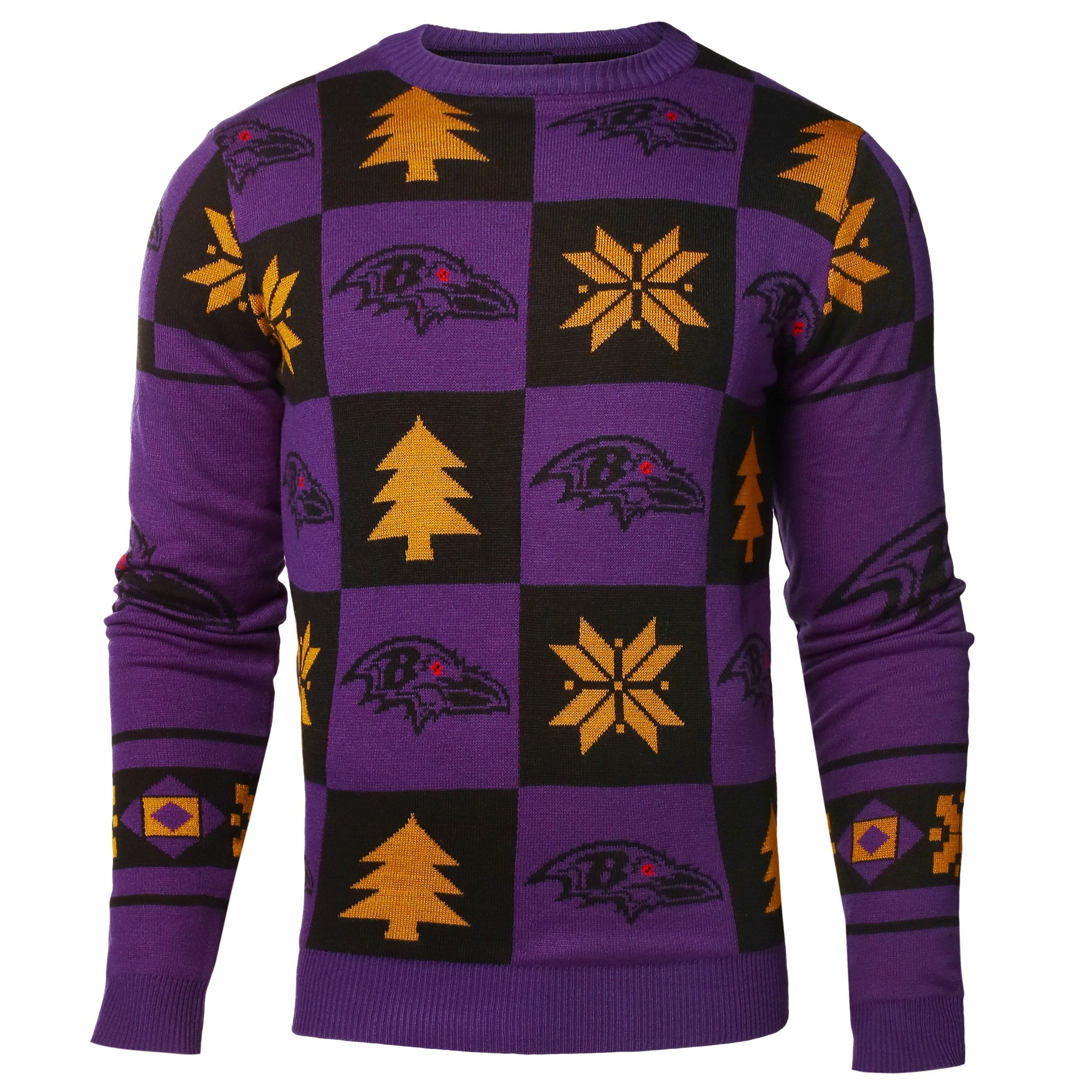 Minnesota Vikings Forever Collectibles Purple & Yellow Knit Patches Ugly  Sweater