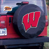 Wisconsin Badgers HBS "W" Black Vinyl Fitted Car Tire Cover - Sporting Up